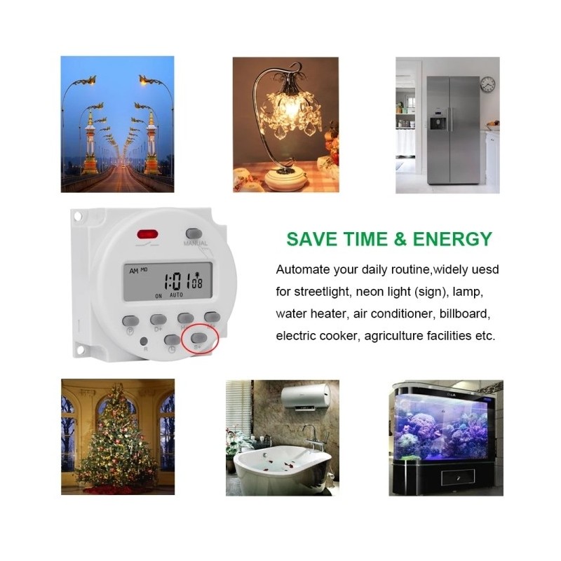 Timer digital SINOTIMER, interval de 1 secunda, 12V temporizator LCD ...