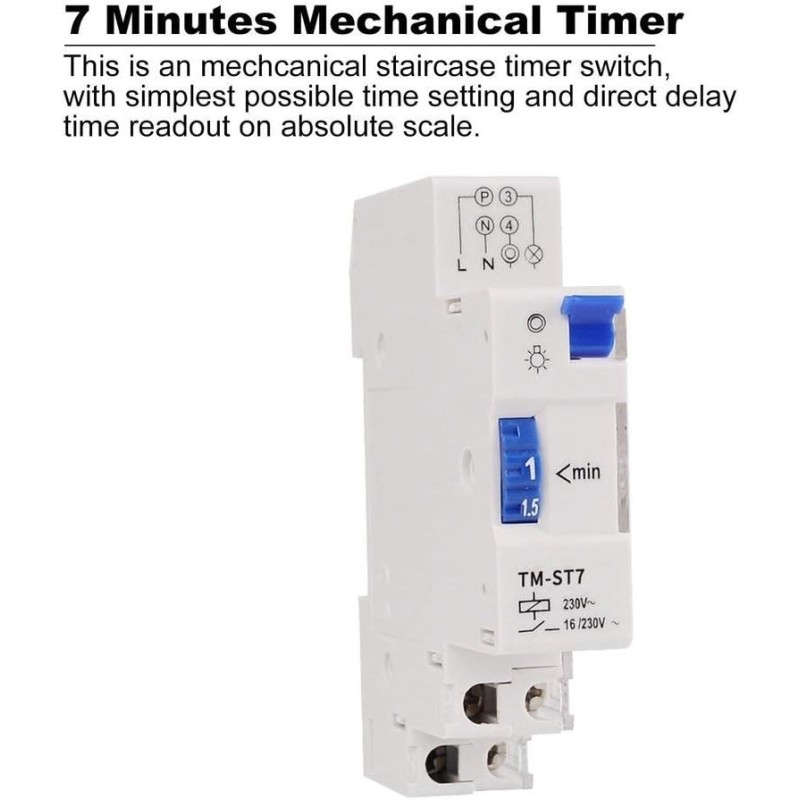 Temporizator mecanic Sinotimer, 220V, pentru lumini stradale, scari de bloc, 1-7 minute ,18mm, TM-ST7