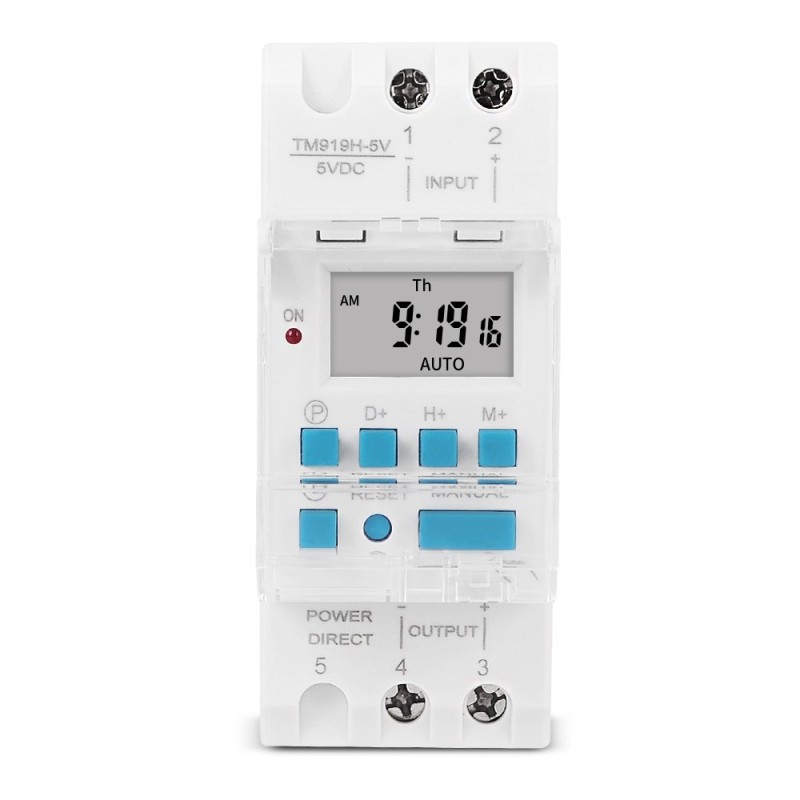 Temporizator programabil 5V, Sinotimer, 1min -168 ore, releu electronic cu ceas și baterie înlocuibilă TM919H-5V