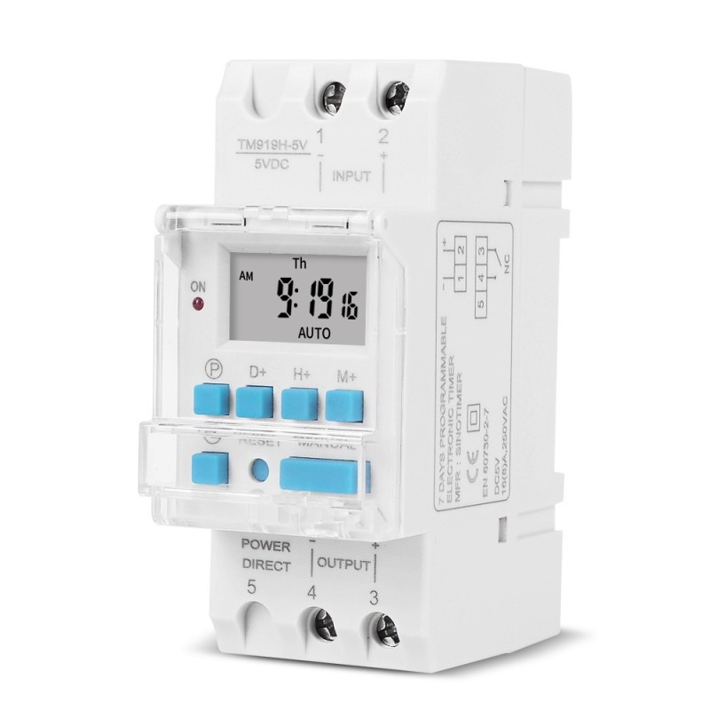 Temporizator programabil 5V, Sinotimer, 1min -168 ore, releu electronic cu ceas și baterie înlocuibilă TM919H-5V