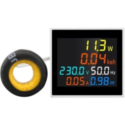 Contor digital multifuncțional: Voltmetru, Ampermetru, Frecvență (Hz), Tensiune, Curent, Consum energie (kWh), 230V