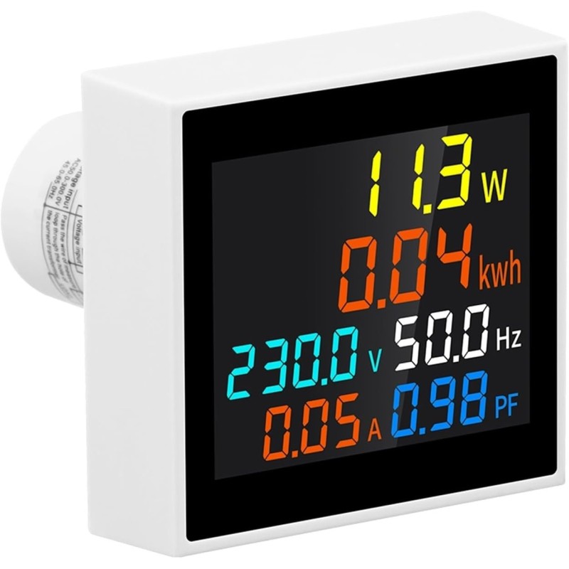 Contor digital multifuncțional: Voltmetru, Ampermetru, Frecvență (Hz), Tensiune, Curent, Consum energie (kWh), 230V