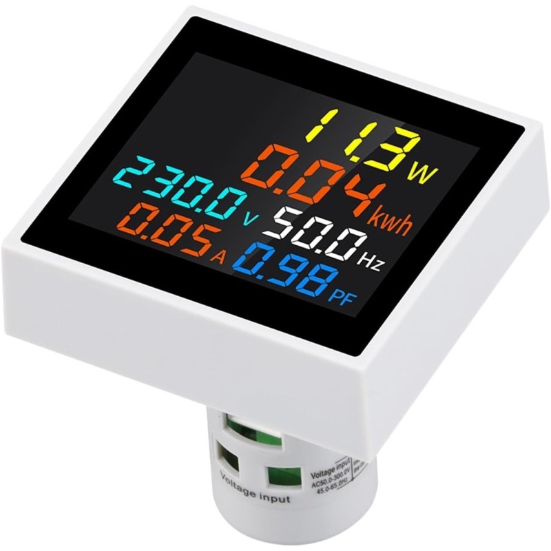 Contor digital multifuncțional: Voltmetru, Ampermetru, Frecvență (Hz), Tensiune, Curent, Consum energie (kWh), 230V