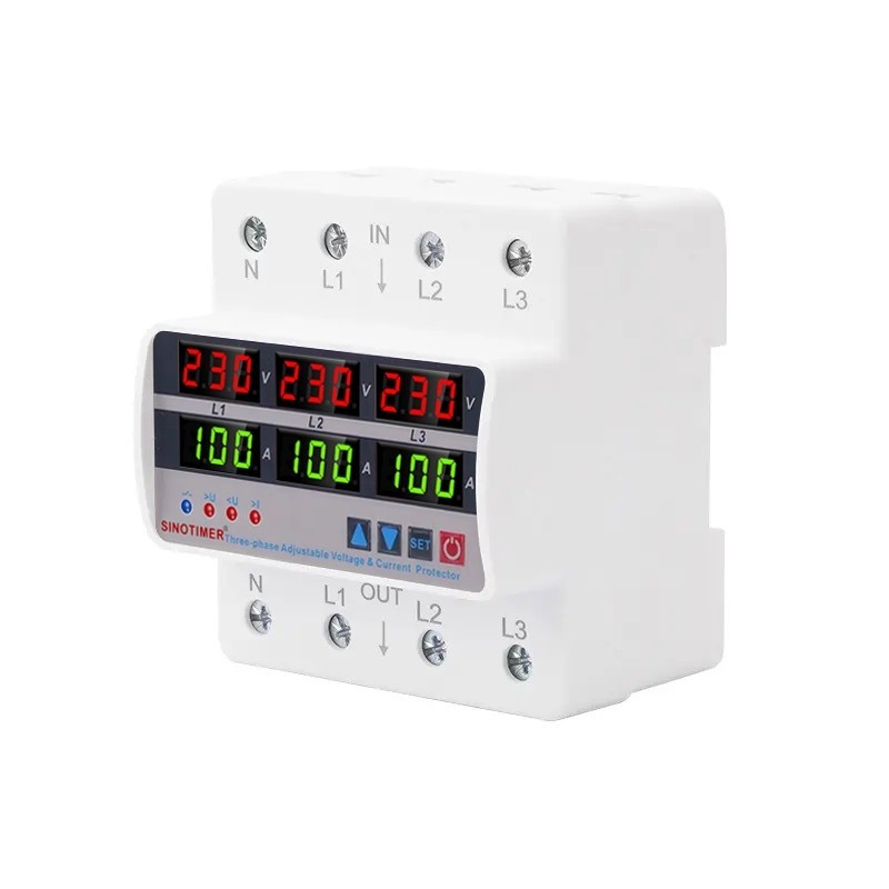 Releu trifazic cu funcționare independentă pe faze, SINOTIMER, protecție digitală tensiune 220V, reglabil 1–100A