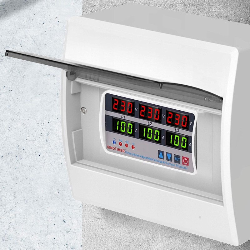 Releu trifazic cu funcționare independentă pe faze, SINOTIMER, protecție digitală tensiune 220V, reglabil 1–100A