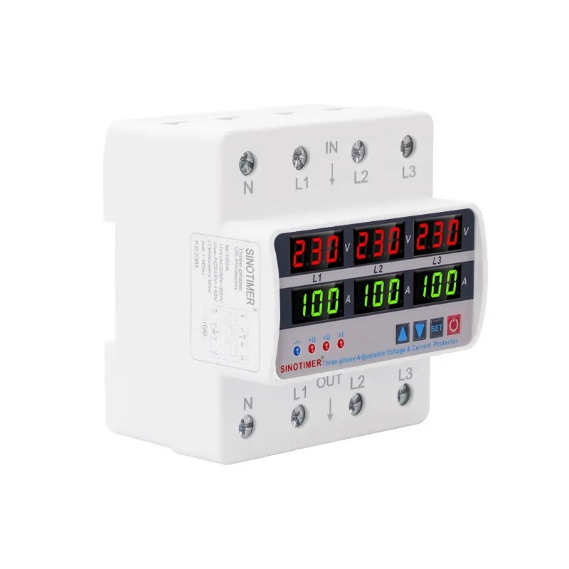 Releu trifazic cu funcționare independentă pe faze, SINOTIMER, protecție digitală tensiune 220V, reglabil 1–100A