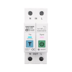 Comutator Inteligent 2P Tuya WiFi, 1-63A, Contor Energie, Temporizator, Protecție Tensiune și Curent, Diferential reglabil