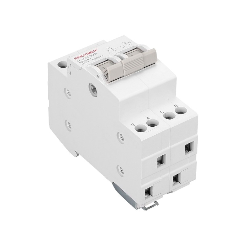 Comutator manual I-0-II SINOTIMER SF219G, 63A, 2 poli, 400V, montaj pe sina DIN