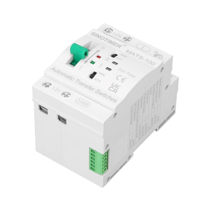 Comutator de transfer automat, PV, ATS Sinotimer, AC, 2 Poli Monofazic, 63A, MATS-100 2P 63PV, pentru panouri fotovoltaice