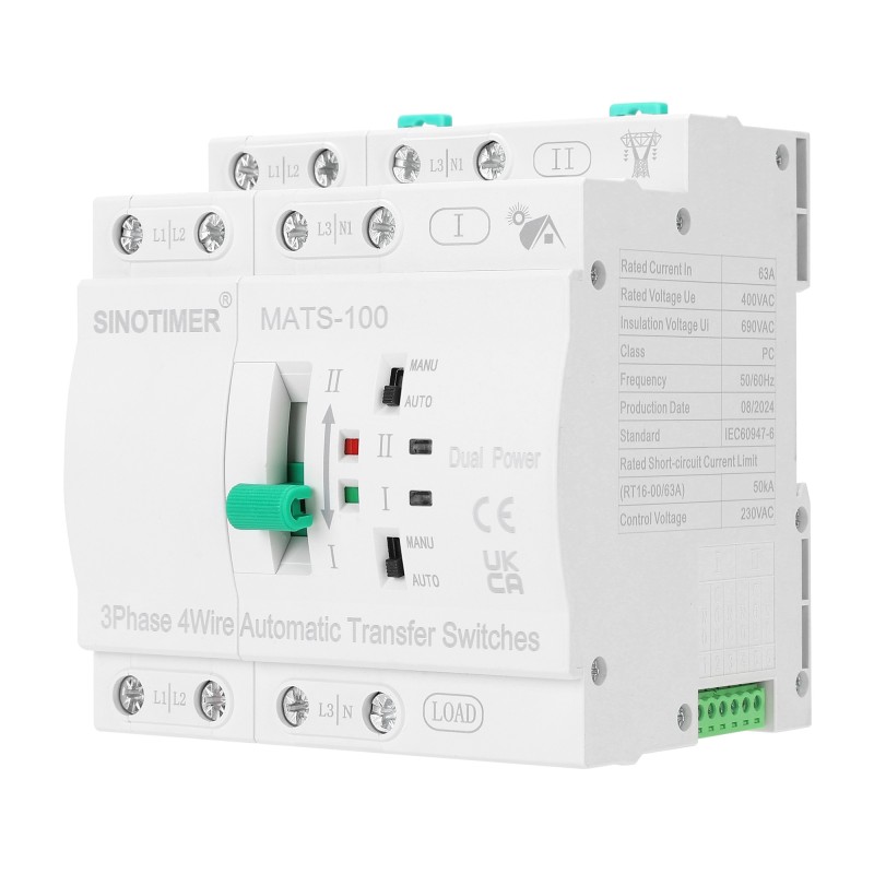 Comutator de transfer automat, PV, ATS Sinotimer, AC, 4 Poli Trifazic, 63A, MATS-100 4P 63PV