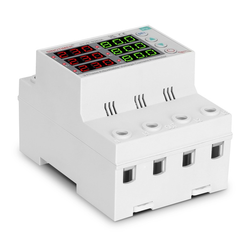 Releu trifazic SINOTIMER, siguranta digitala de protectie tensiune trifazic, 1- 80A, recuperare automata, STVP936VA-80A
