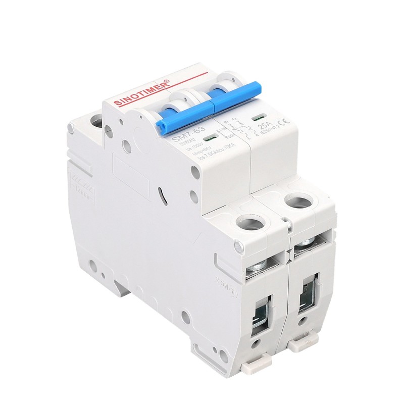 Siguranță automată DC bipolară SINOTIMER SM7-63, 25A, 1000V DC, 10kA, pentru sisteme fotovoltaice