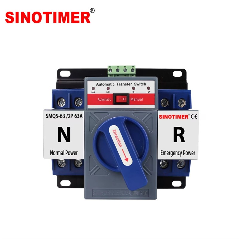 Comutator automat de transfer SINOTIMER SMQ5-63 / 2P 63A ATS retea – generator, mod automat si manual