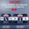Comutator automat de transfer SINOTIMER SMQ5-63 / 2P 63A ATS retea – generator, mod automat si manual