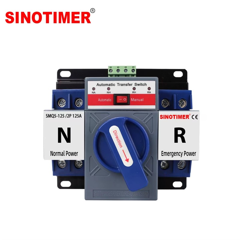 Comutator automat transfer SINOTIMER 125A 2P, ATS retea – generator, mod automat si manual
