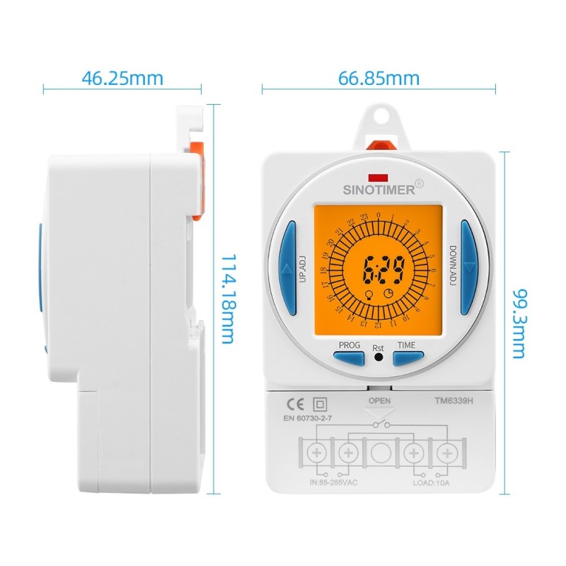 Releu digital cu temporizator, Sinotimer, 200-250VAC, 50/60Hz, 7 zile, ecran LCD, TM6338H-30D