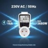 Priza inteligenta cu contor energie LCD reglabil 135°, 230V, 16A, 3680W, monitorizare consum si cost in timp real, memorie
