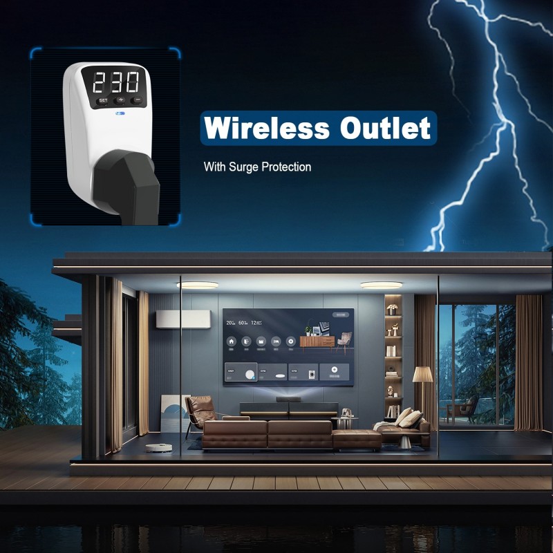 Priza inteligenta, protectie supratensiune si subtensiune, SINOTIMER, afisaj LED, 230V, 16A, 3680W, reglaj voltaj