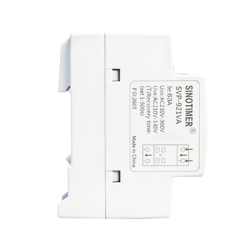 Protector tensiune monofazic, pe șină DIN SINOTIMER SVP-921VA, 230V, 63A