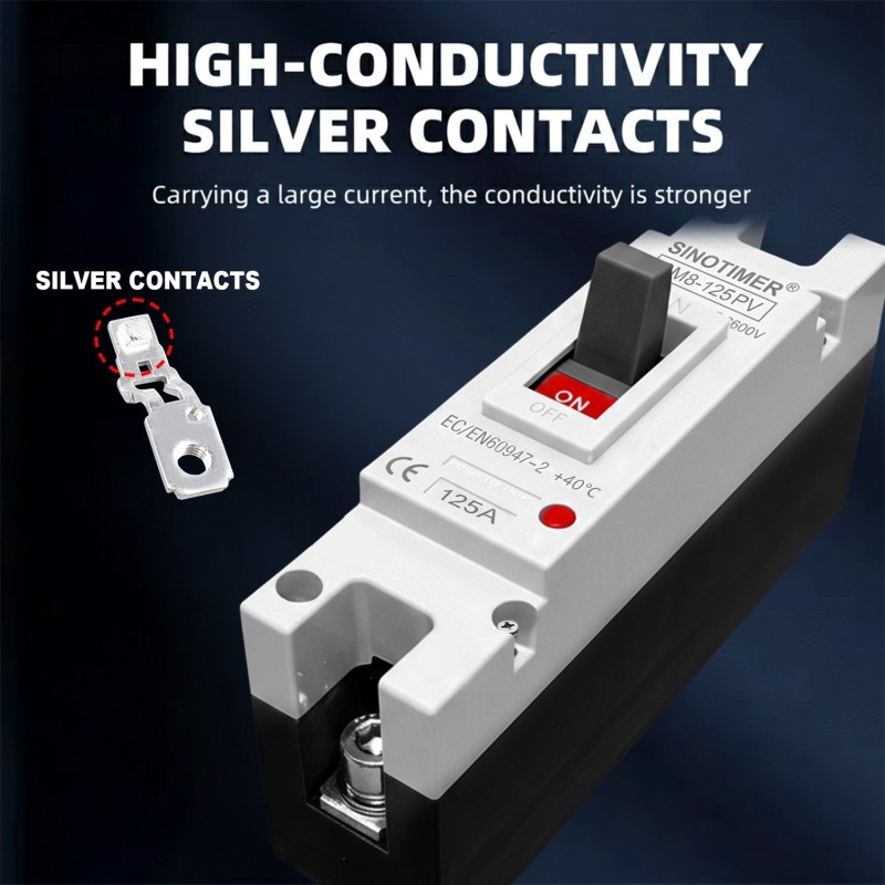 Siguranta automata DC PV SINOTIMER SM8-125PV, 125A, 1P, 600V DC, disjunctor fotovoltaic, protectie suprasarcina si scurtcircuit