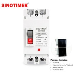 Siguranta automata DC PV SINOTIMER SM8-250PV, 250A, 2P, 600V DC, disjunctor fotovoltaic, protectie suprasarcina si scurtcircuit