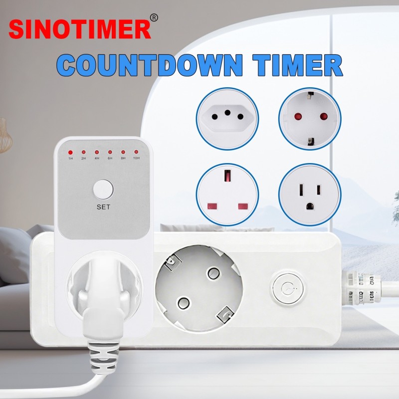 Priza programabila cu temporizator SINOTIMER Countdown Timer, 230V, 16A, 6 intervale (1–10 ore), protectie supraincalzire