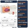 Comutator izolator DC fotovoltaic STPV-40.I, 4 Poli, 32A, 1200V DC, montaj sina DIN pentru sisteme PV