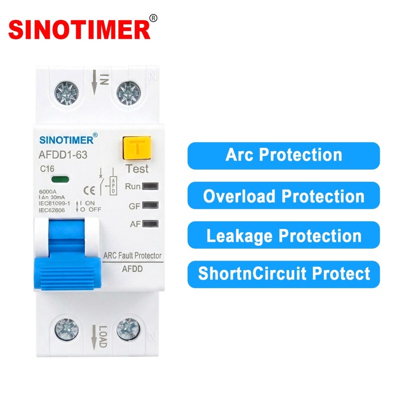 Siguranta Automata cu Protectie Arc Electric, AFDD Sinotimer AFDD1-63 C16, 16A, 230V AC