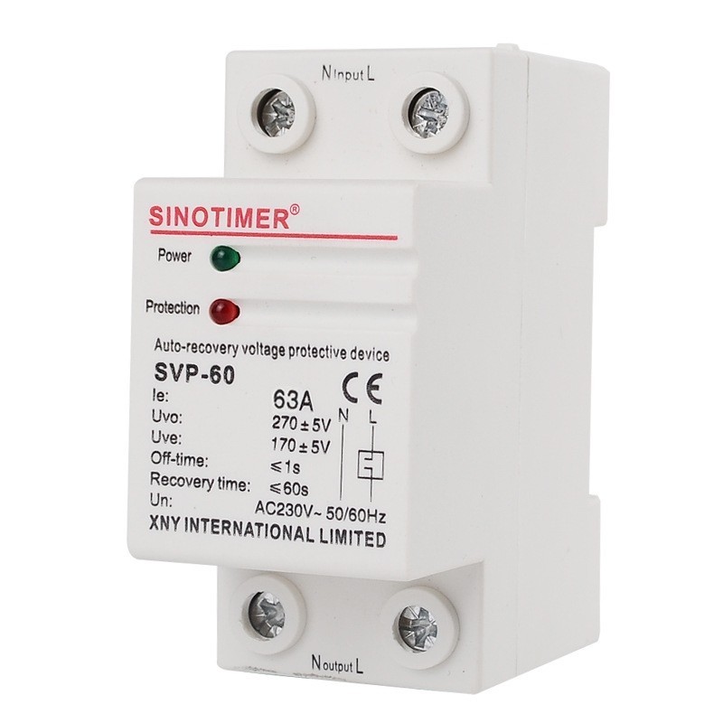 Releu siguranta digitala de protectie tensiune, Sinotimer, SVP-60, 63A