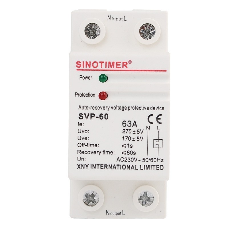 Releu siguranta digitala de protectie tensiune, Sinotimer, SVP-60, 63A