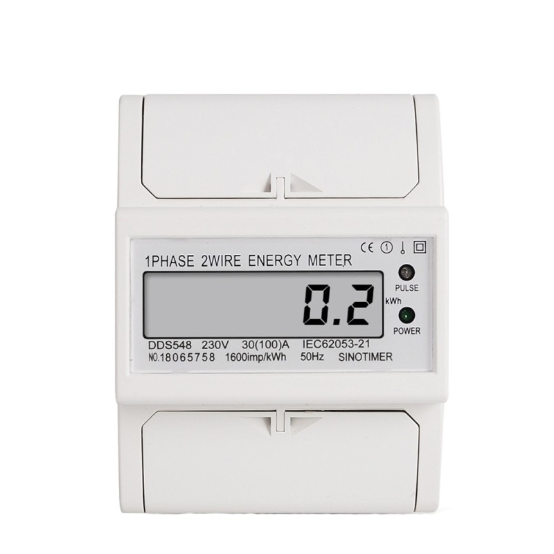 Contor monofazat de energie electrica, Sinotimer, 230V AC 50Hz, 30(100)A, ecran digital LED, DDS548