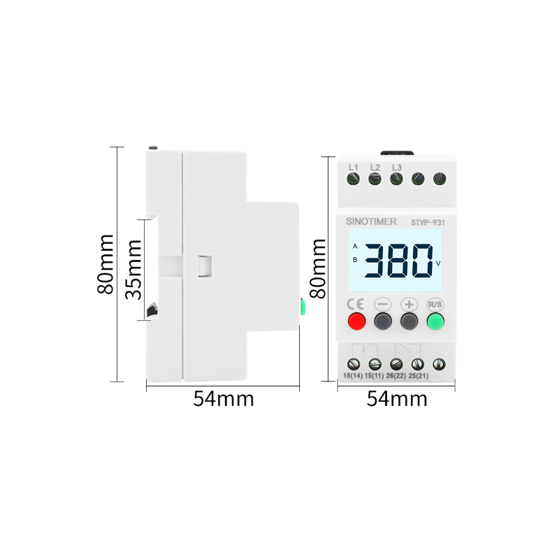 Voltmetru TRIFAZIC Sinotimer, monitor tensiune 300-490V/AC, STVP-931
