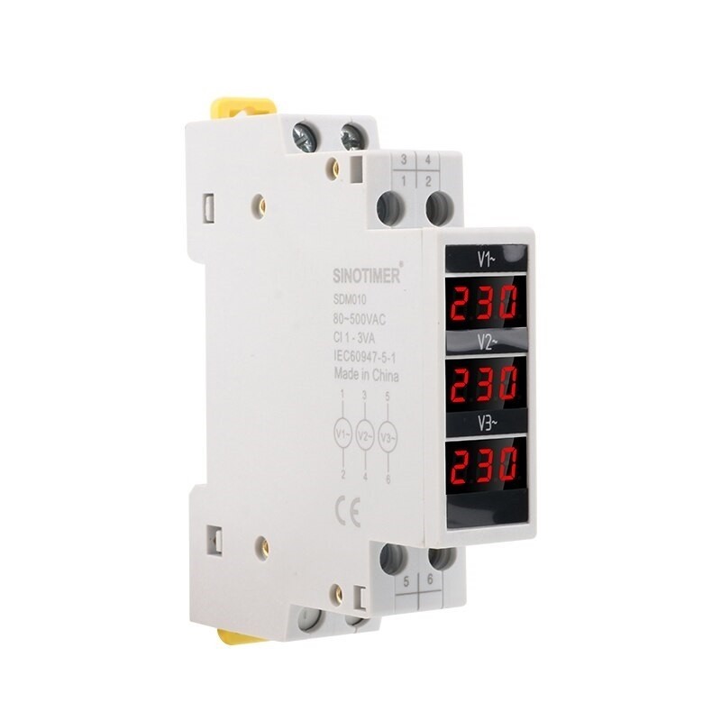 Voltmetru Sinotimer, trifazic masoara voltajul AC 80-500V, SDM010