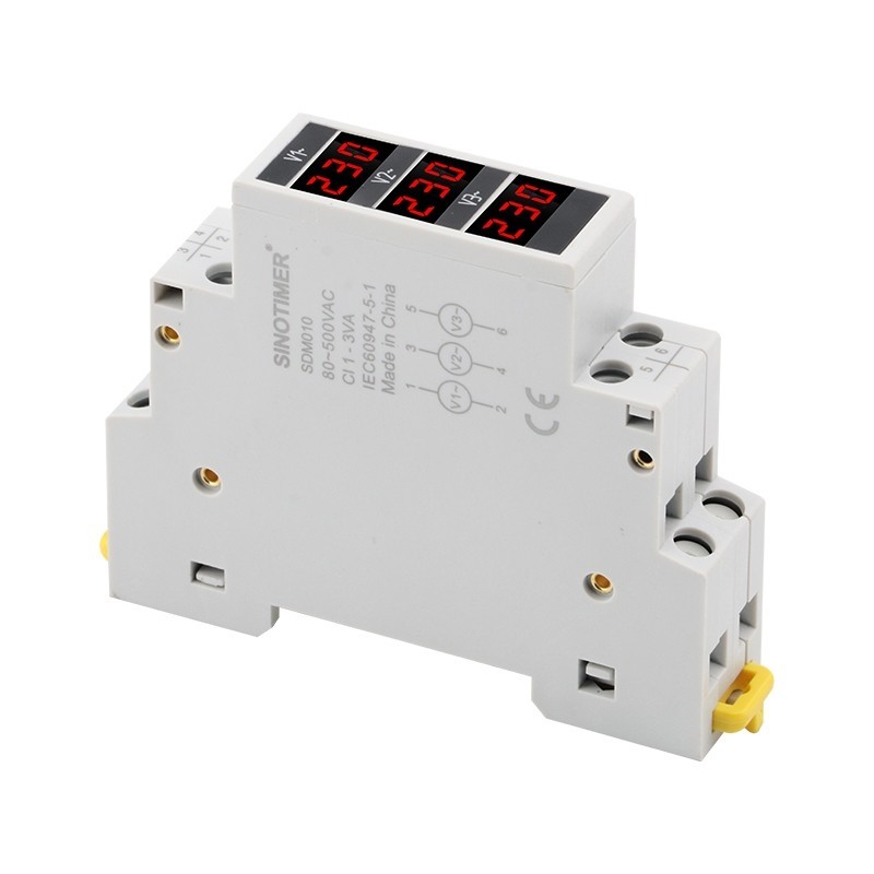 Voltmetru Sinotimer, trifazic masoara voltajul AC 80-500V, SDM010