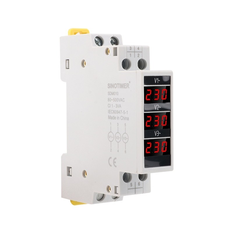 Voltmetru Sinotimer, trifazic masoara voltajul AC 80-500V, SDM010