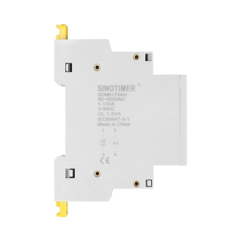Voltmetru SINOTIMER, ampermetru si frecventmetru digital, monofazic, pentru sina tablou DIN, SDM011VAHZ