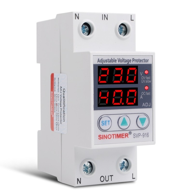 Releu monofazic digital de protectie tensiune,Sinotimer, 1-40A, ecran dublu digital LED, SVP-916-40A