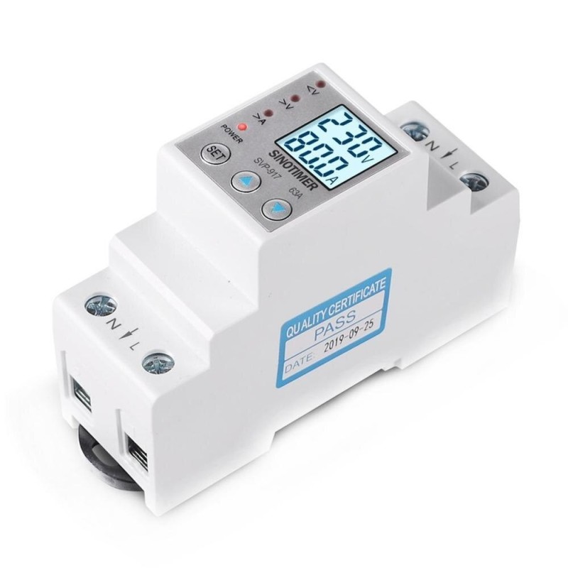 Releu siguranta digitala protectie tensiune,Sinotimer, intre 1- 80A programabil ,ecran LED, arata consum kWh, SVP-917-80A