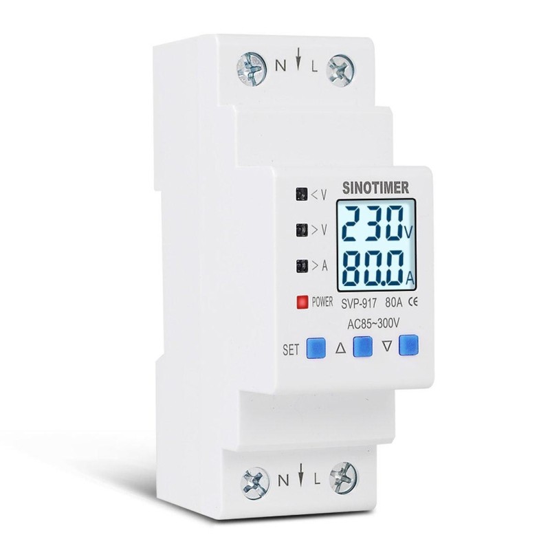 Releu siguranta digitala protectie tensiune,Sinotimer, intre 1- 80A programabil ,ecran LED, arata consum kWh, SVP-917-80A