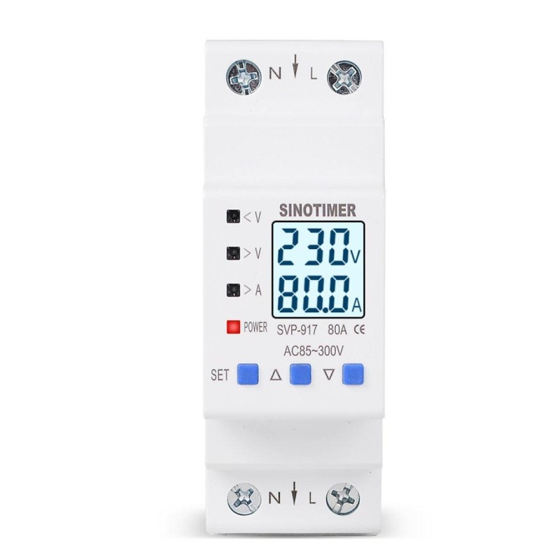 Releu siguranta digitala protectie tensiune,Sinotimer, intre 1- 80A programabil ,ecran LED, arata consum kWh, SVP-917-80A