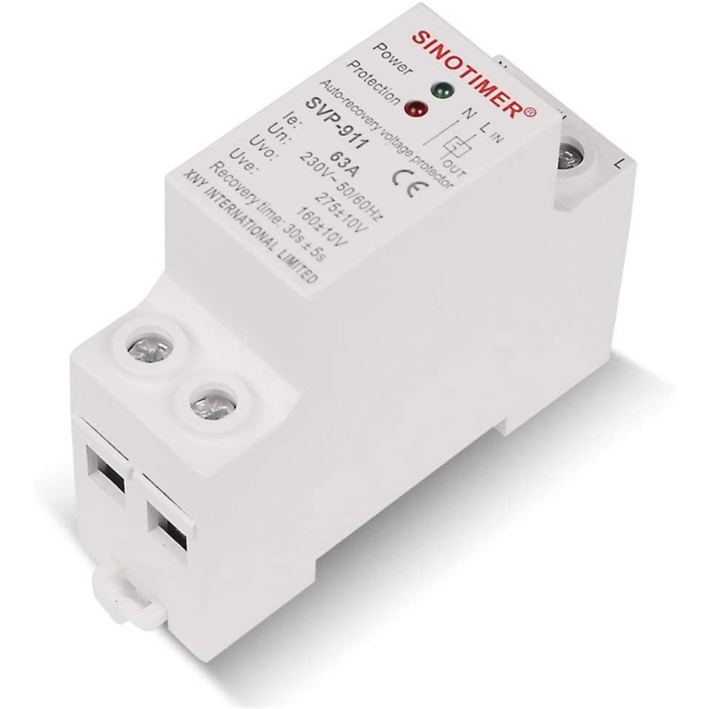Releu siguranta digitala de protectie tensiune, Sinotimer, 63A, 230V, recuperare automata, SVP-911-63A