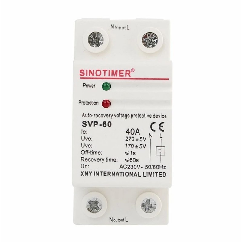 Releu siguranta digitala de protectie tensiune, Sinotimer, SVP-60, 40A
