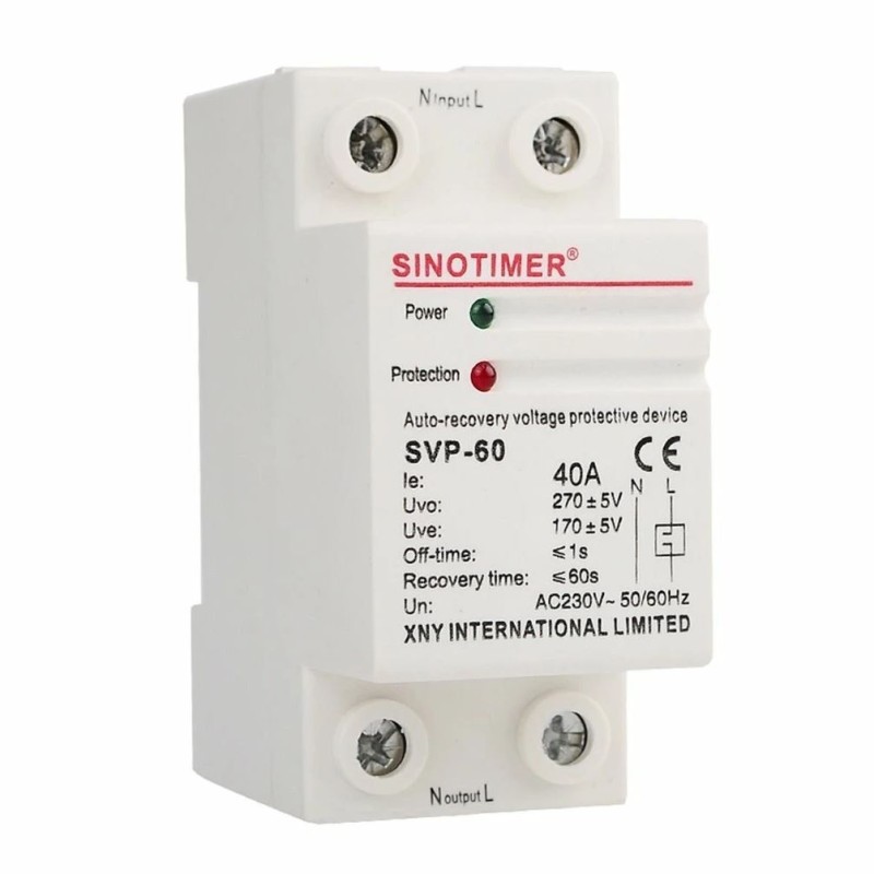 Releu siguranta digitala de protectie tensiune, Sinotimer, SVP-60, 40A