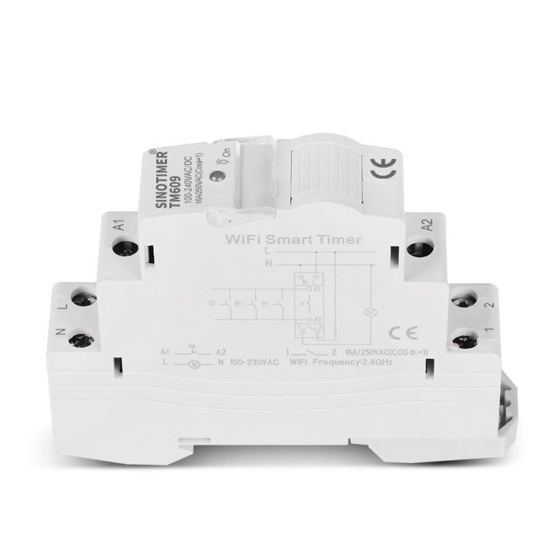 Siguranta electrica, Sinotimer, comutator temporizat monofazat, control Wifi, 230V AC 50-60Hz, 16A, TM609-16A