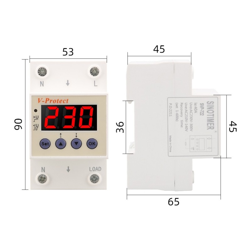 Releu protecție, SINOTIMER, supratensiune/subtensiune, SVP722-40A