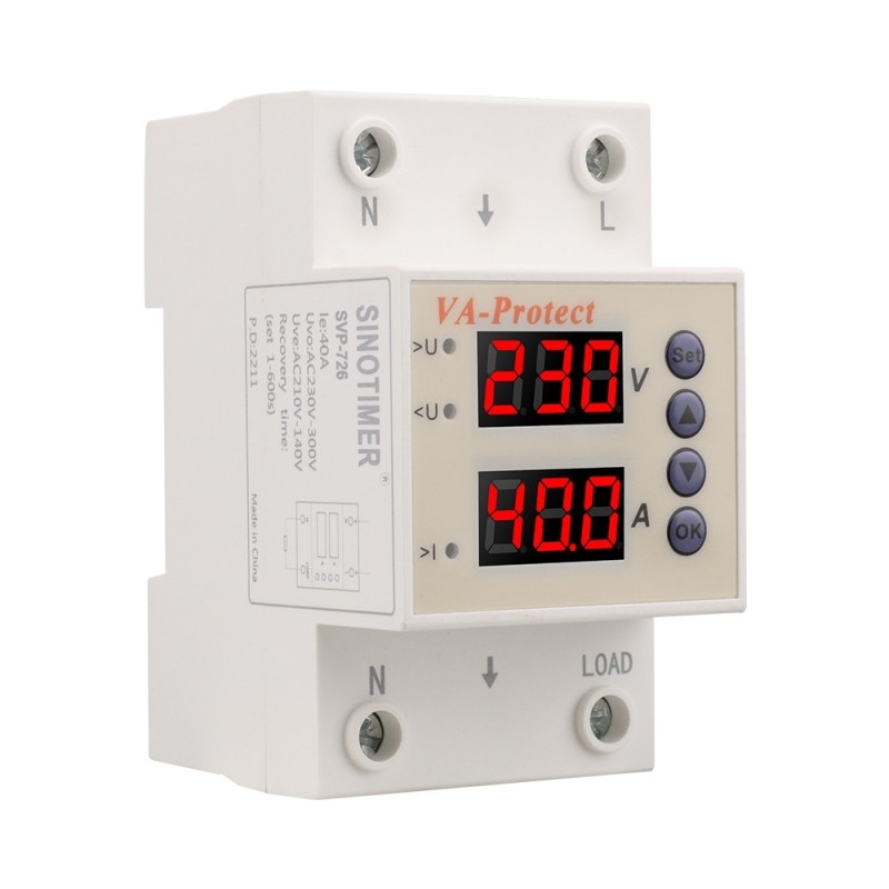 Releu protecție, SINOTIMER, supratensiune/subtensiune, reglabil intre 1-40A, SVP726-40A