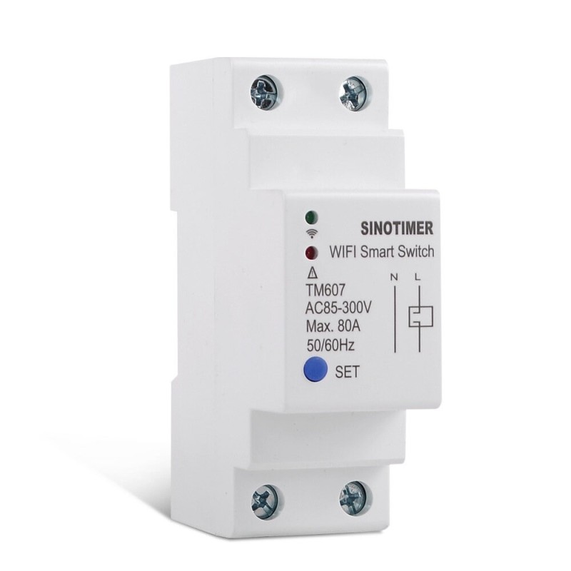 Comutator temporizat digital monofazat de la distanta Tuya, Sinotimer, wifi, SINOTIMER ,AC 85-300V, 80A, TM607