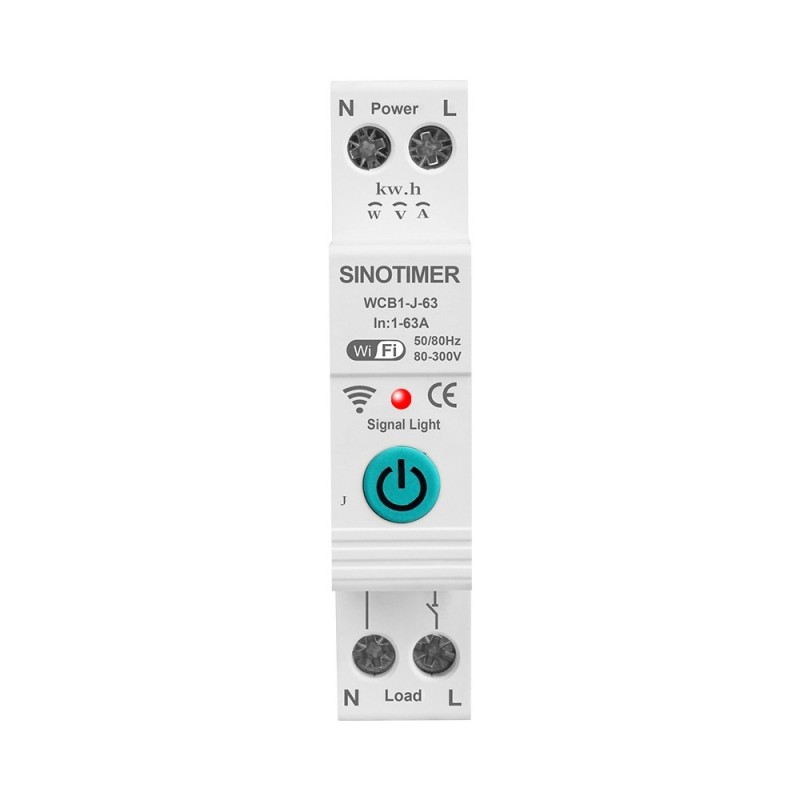 Intrerupator inteligent 63A AC220V, WiFi aplicatie Tuya, temporizator pornit-oprit, protectie curent, contor enegie KWH
