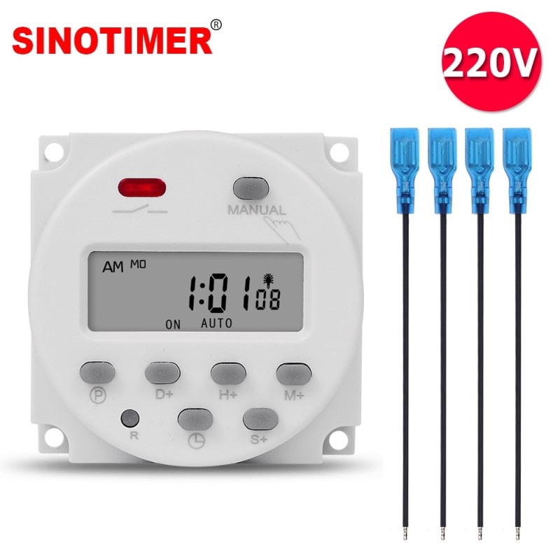 Timer digital, SINOTIMER, interval de 1 secunda, 230V temporizator LCD digital programabil saptamanal 7 zile, CN101S-2