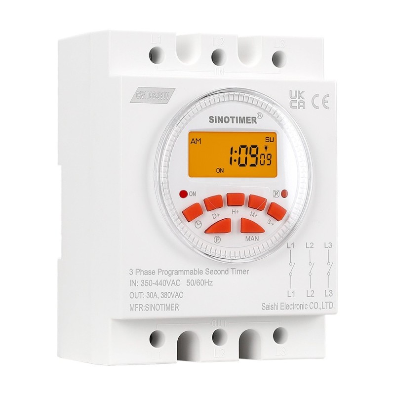 Temporizator trifazic, 380V 30A, Sinotimer, intrerupator, programabila, CN109S-380V-30A